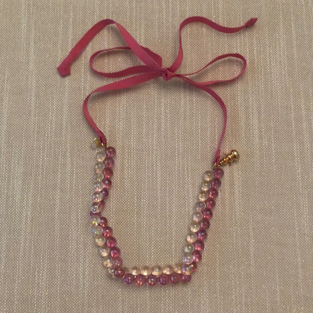 J.Crew Crewcuts | Iridescent Beaded Grosgrain Necklace | 40” Adjustable